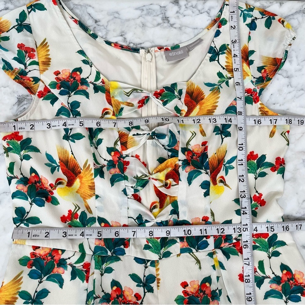 Eshakti tropical bird print romper bow detail retro vintage inspired medium - Picture 7 of 14